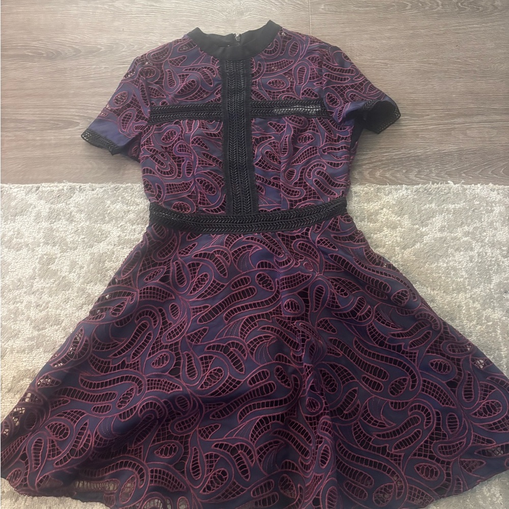 Self-Portrait Purple and Black Lace Dress